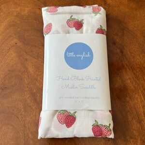 Little English Hand Block Printed Muslin Swaddle Strawberry print
